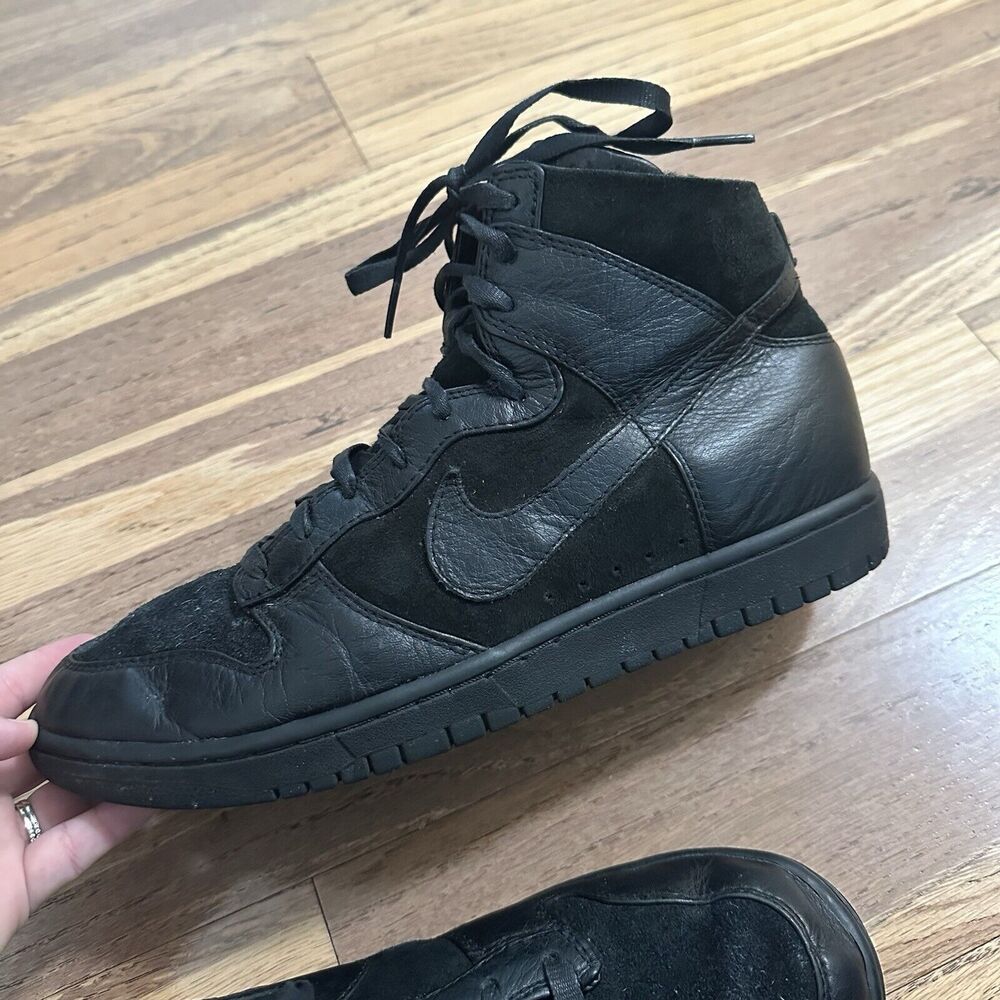RARE Nike‎ Dunk LUXE SP Sherpa Fleece Black Leather Sneakers, Size 12 - Picture 13 of 16